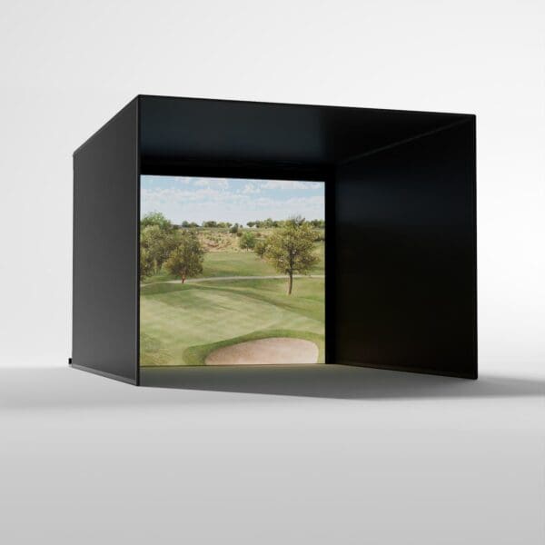 A black box with a picture of a golf course.