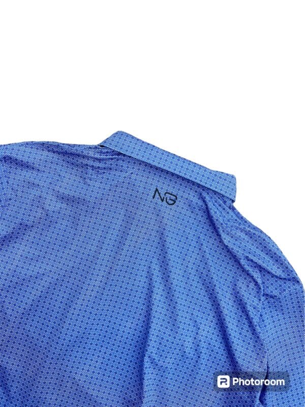 Blue patterned shirt with 'NG' logo.