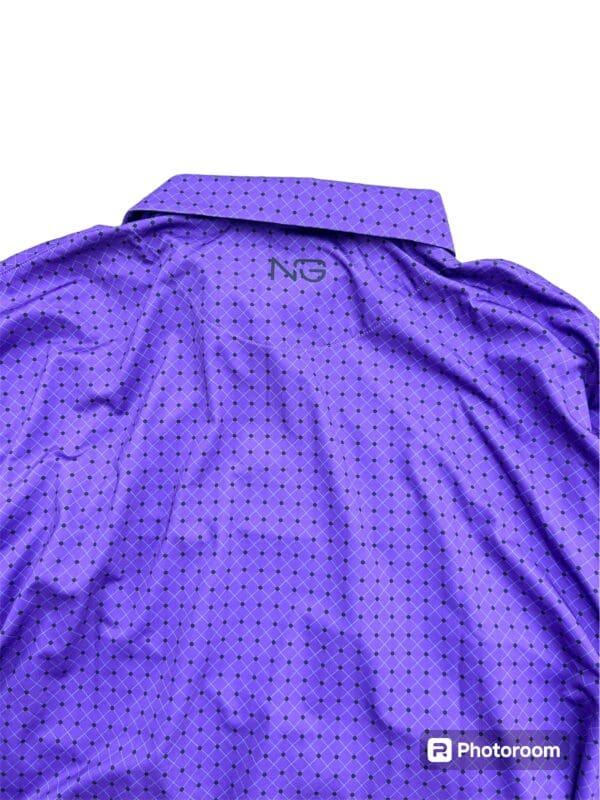 Purple and black patterned polo shirt