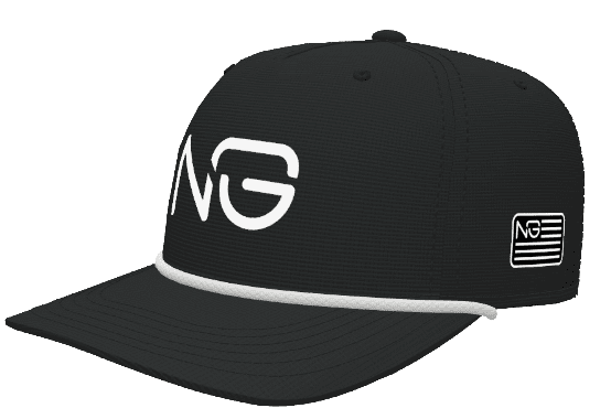 Black baseball cap with white "NG" logo.